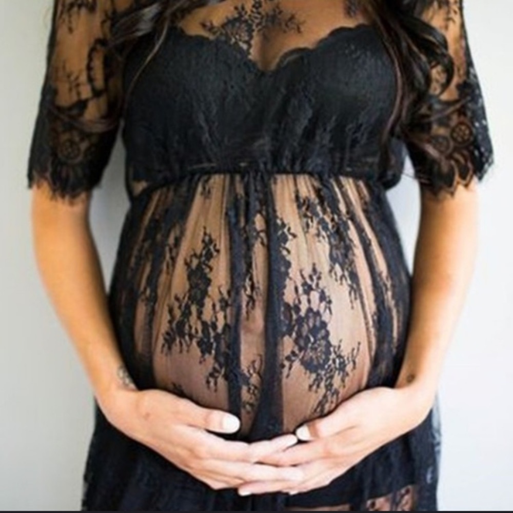 Maternity sheer lace dress